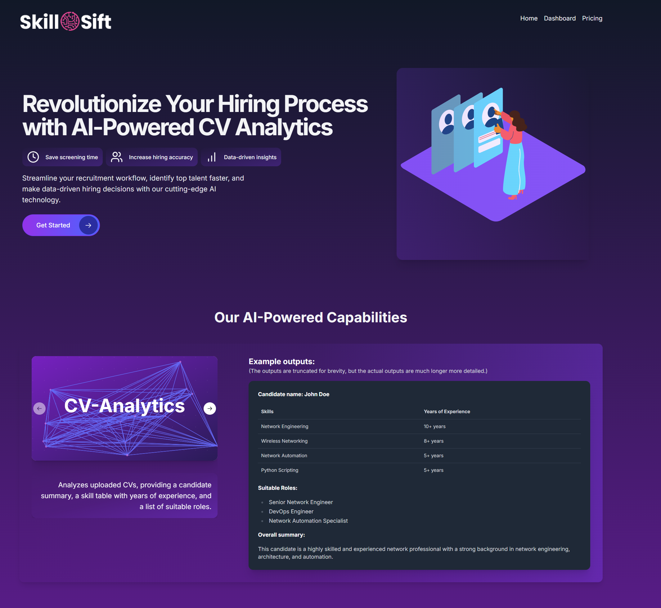 SkillSift.net interface preview